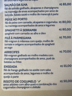 Menu 2 at Bora Bora in Tamandare