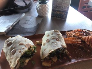 Tofu wrap with yam fries!  at Pro-Fit-Kitchin in Bullhead City
