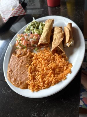 Vegan flautas with potatoes inside  at La Chimichanga Cantina in Scotts Valley