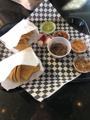 Free chips, salsa and bean dip (specify no cheese garnish)  at La Chimichanga Cantina in Scotts Valley