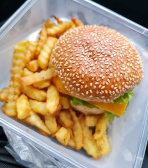 Katsu Burger ~ 29/4/22 at Chee Wei 啟維素食 - Tampines in East Singapore