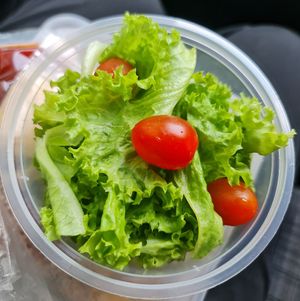 Fresh salad comes with the burger ~ 29/4/22 at Chee Wei 啟維素食 - Tampines in East Singapore