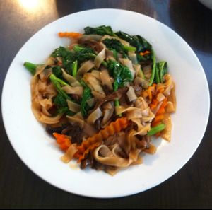 Fried noodles with mushroom at Evergreen Vegetarian - Phsar Chas in Phnom Penh