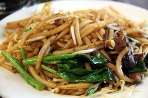Fried noodles.  at Evergreen Vegetarian - Phsar Chas in Phnom Penh