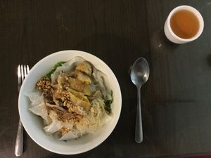 today's special rice noodles at Evergreen Vegetarian - Phsar Chas in Phnom Penh