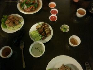 per dish around 2$ at Evergreen Vegetarian - Phsar Chas in Phnom Penh