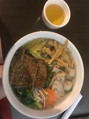 Dumpling noodle soup at Evergreen Vegetarian - Phsar Chas in Phnom Penh