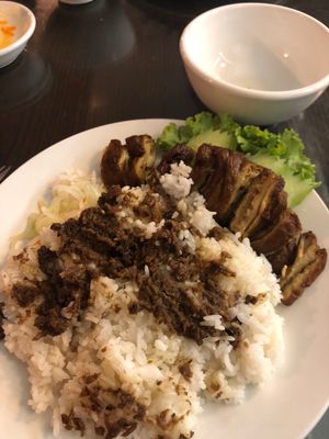 Fried rice with seitan. 2$.  at Evergreen Vegetarian - Phsar Chas in Phnom Penh