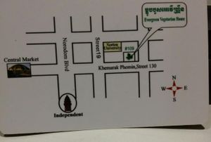 Map at Evergreen Vegetarian - Phsar Chas in Phnom Penh