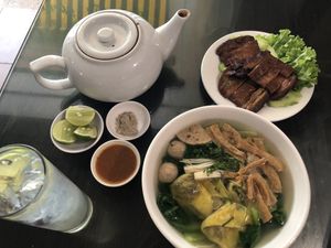 All this for around $4! at Evergreen Vegetarian - Phsar Chas in Phnom Penh