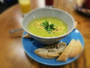 Home made soups. There is no STOCK of any kind, ONLY veggies & spices. Thick type! at Intz48 Coffee Roasters Azores in Sao Miguel