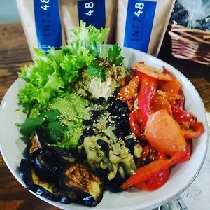 knock yourself out with salads made with local veggys and roasted slowly... at Intz48 Coffee Roasters Azores in Sao Miguel