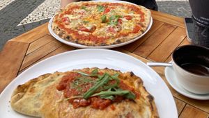Vegano calzone and roasted veg (non-vegan) at Intz48 Coffee Roasters Azores in Sao Miguel