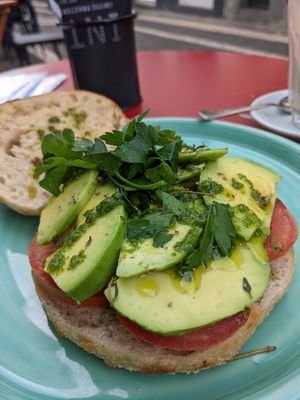 Avocado sandwich at Intz48 Coffee Roasters Azores in Sao Miguel