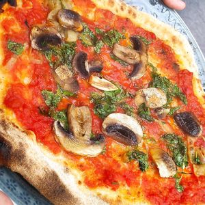 Marinara fungy always ready with a great art of making pizza at Intz48 Coffee Roasters Azores in Sao Miguel