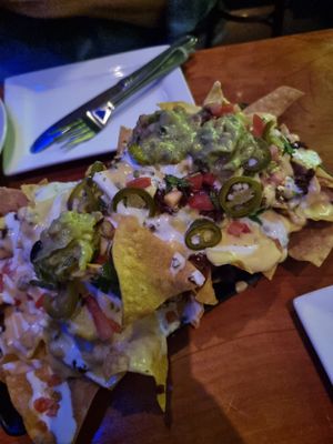 Huge nacho stack to share at Vida Cantina SF in San Francisco