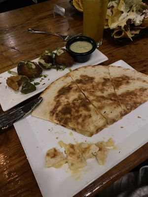 Jalapeño poppers and quesadilla   at Vida Cantina SF in San Francisco