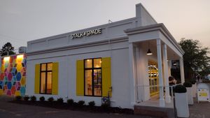 Instagramable colorful wall at STALK & SPADE in Wayzata