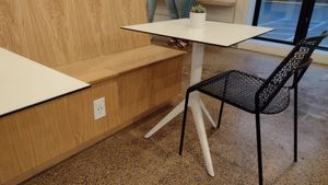 Outlets under the bench at STALK & SPADE in Wayzata