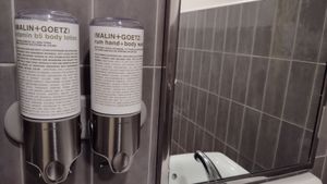 Soap & body lotion in the all gender bathrooms at STALK & SPADE in Wayzata