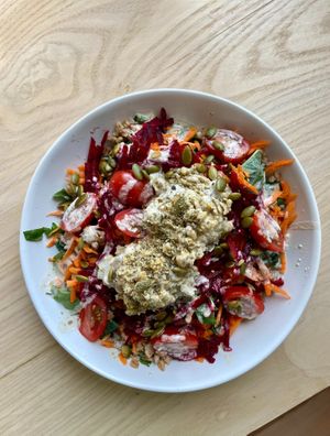 Farro Za'atar Bowl  at Mondays Plant Café in Calgary