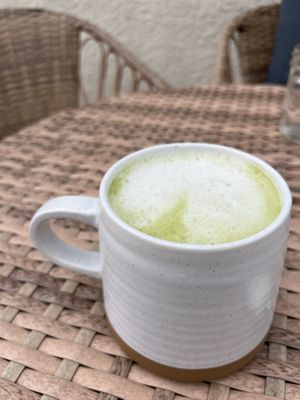 Matcha lattee  at Mondays Plant Café in Calgary