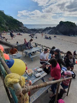 Table seating at Barricane Beach Cafe in Woolacombe