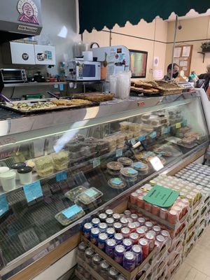 The food labels list all of the ingredients in each dish. at Down to Earth Whole Foods in Endicott