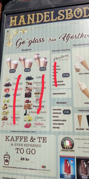 The sorbets at Handelsboden in Oerebro