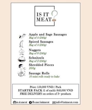 Menu at Is It Meat? in Ho Chi Minh City