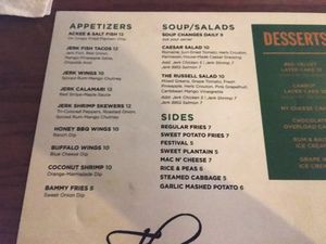 Menu at The Russell in Hartford