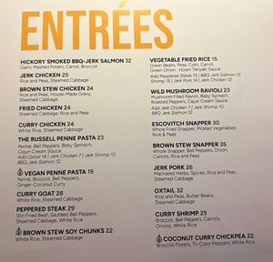 Vegan options (three) clearly labeled    at The Russell in Hartford