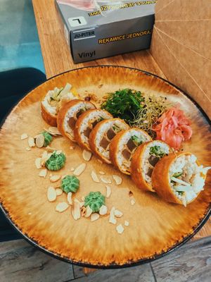 sushi z vegan tamago  at Vegan Sushi Bar in Warsaw