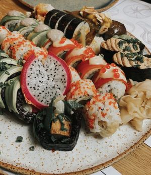 vegan sushi plate  at Vegan Sushi Bar in Warsaw
