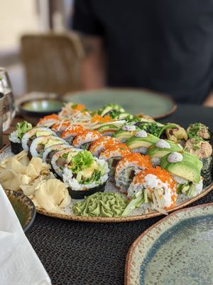 Sooooo good! The plate of 32 pieces, a lot for 2 people but yummy! at Vegan Sushi Bar in Warsaw