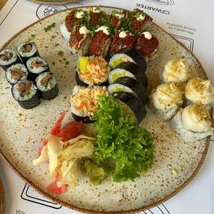 24 sushi platter (far right is the sweet sushi)  at Vegan Sushi Bar in Warsaw