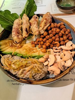 Black and white sushi bowl at Vegan Sushi Bar in Warsaw