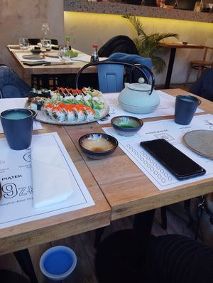 Sushi - Set 3 and green tea at Vegan Sushi Bar in Warsaw