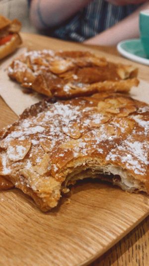 Pain au chocolat d’amandes (SO good!) at Land & Monkeys - Roquette in Paris