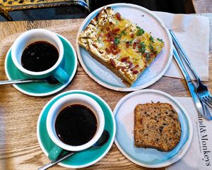 Focaccia w/bacon + Carrot Cake + Coffee at Land & Monkeys - Roquette in Paris