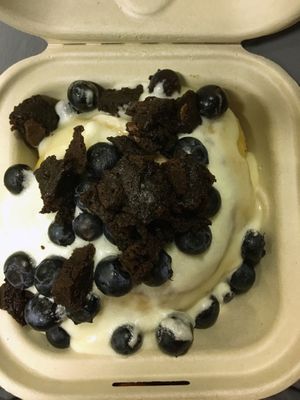 Lavender frosting with blueberries and brownie bits ($7 with tax) at Cinnaholic in Berkeley