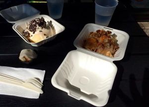 Oreo explosion and some crazy combo with vegan butterfingers and bananas  at Cinnaholic in Berkeley