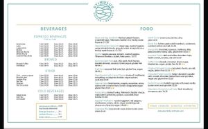 Current menu   at Stimulus Coffee + Bakery in Pacific City