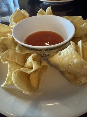 Vegan cream cheese wontons   at Lucky Dragon in Minneapolis