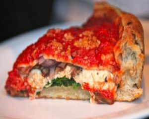 vegan deep dish slice at paxi's pizza san francisco at Patxi's Pizza - Hayes Valley in San Francisco