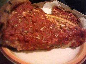 Slice of Vegan pizza by Patxi's. at Patxi's Pizza - Hayes Valley in San Francisco