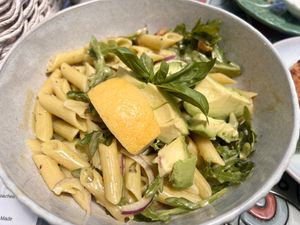 Penne with avocado  at The Lifebuoy Cafe in St Helens