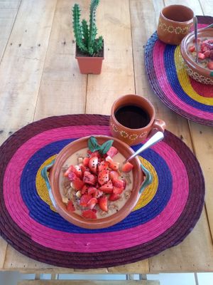 Porridge and café de olla. at La terraza 811 in Lo De Marcos