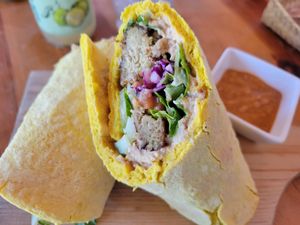 Falafel wrap at Yum Yum San Pancho in San Francisco