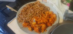 szechuan vegan chicken and udon at Hong Kong Vegan in Wakefield